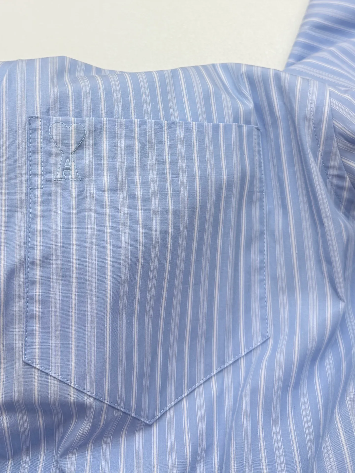 Ami heart striped left chest pocket long-sleeved shirt S/M/L/XL